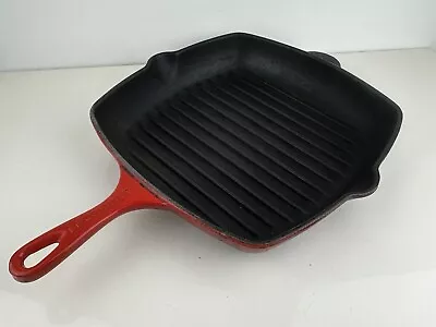 Le Creuset Enamel Cast Iron Red Square Griddle Skillet Pan Available Worldwide • £33