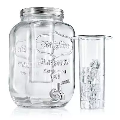 1-Gallon Glass Beverage Dispenser - Mason Jar Style Drink Container Jug • $34.06