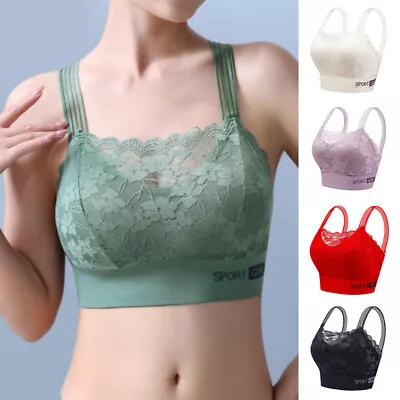 Women Backless Lace Floral Bralette Crop Top Padded Bra Bustier Cami Vest Tank ! • £7.19