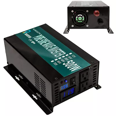 500W Power Inverter 12V To 120V Pure Sine Wave Inverter Home Solar LED Display  • $91.20