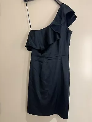 H&M Navy Blue One Shoulder Ruffle Dress Size 10US/14UK • £19.99