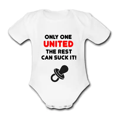 Man@ Utd SUCK Babygrow Baby Vest Grow Bodysuit Cute Football MANCHESTER@ United • $12.43