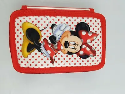 Minnie Mouse Walt Disney 3 Section Pencil Case Organizer With Colored Pencils • $15