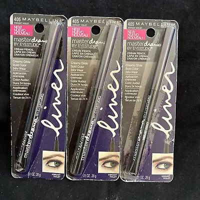 NEW 3PK Maybelline Master Drama Cream Pencil Eye Liner 405 Vibrant Violet • $17.50