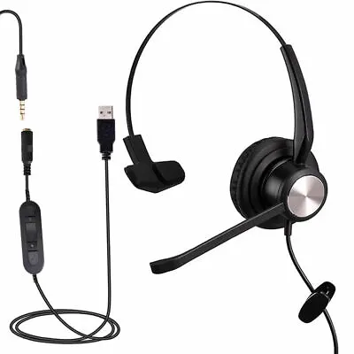 £16.95 • Buy Office Call Center 3.5mm / USB Headset Headphone With Microphone Mic PC Laptop