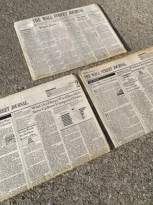 $50 • Buy 1980s Wall Street Journal Newspapers After Black Monday Market Crash, Vintage