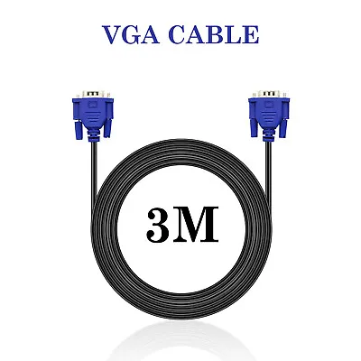 £3.35 • Buy VGA 3M 15 Pin Computer Monitor Cable Male To Male PC Laptop Screen Lead 3 Meter