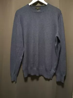 Mens Jasper Conran Denim Blue 10% Cashmere 90% Cotton Sweater Large L Fine Knit  • £10.99