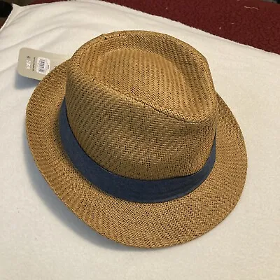 Men's Fedora Dress Casual Hat Summer Straw Natural/Brown GEORGE L-XL • $12.99