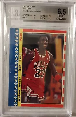 1987-88 Michael Jordan Fleer Sticker #2 BGS 6.5 EX-MT+ • $185