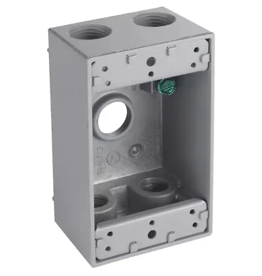 Bell Single Gang 1/2 In. 5-Outlet Gray Aluminum Weatherproof Outdoor Outlet Box • $11.99