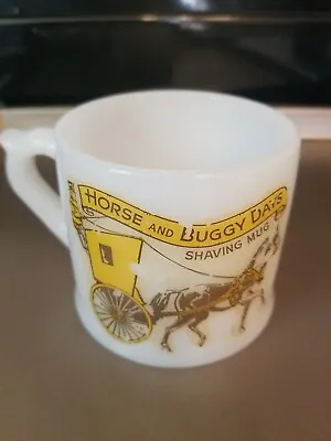 Vintage Horse And Buggy Days Shaving Mug - White Glass  • $5.95