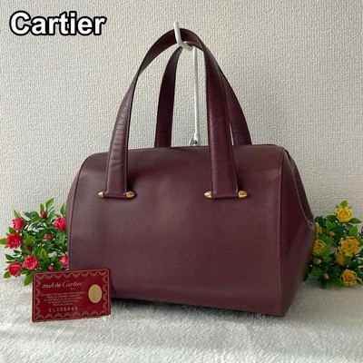 $280 • Buy Cartier Mini Boston Handbag Must Line Metal Fittings Bordeaux Used From Japan