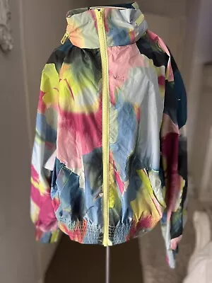 GORMAN Colourful Rainbow Raincoat Windbreaker Hooded Spray Jacket 12 • $24.14