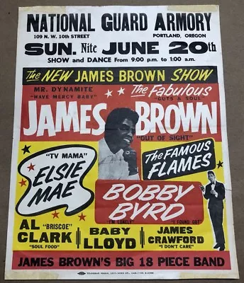 Original James Brown Concert Poster Handbill 1960’s Portland Oregon Rare • $900