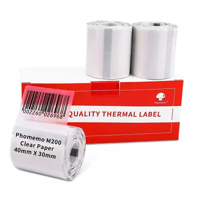 40×30mm Clear Paper Self-Adhesive Thermal Label For Phomemo M110 M200 Printer • $18.07