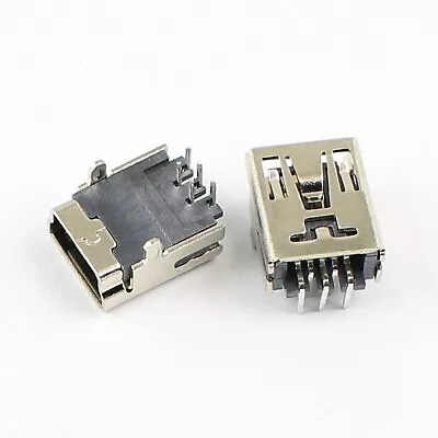 5Pcs Mini USB Female 5 Pin Type B Right Angle PCB Socket Connector 2 Legs DIY • $2.06