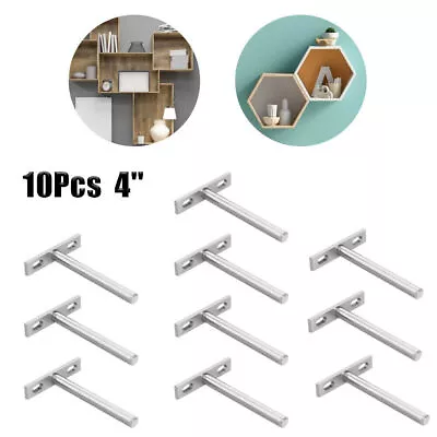 10Pcs 4'' Floating Shelf Concealed Hidden Support Screw Bracket Wall Mounting UK • £6.99