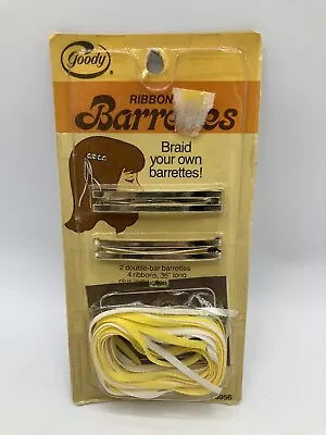 Vintage 1980s Goody Ribbon Barrettes 2.25  Yellow Braid Metal Cheerleader POM • $9.99