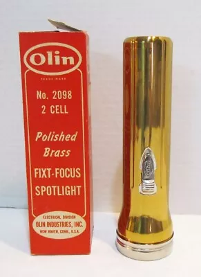 OLIN VINTAGE No. 2098 POLISHED BRASS FIXT-FOCUS SPOTLIGHT FLASHLIGHT NICE W/ BOX • $24.99