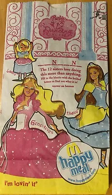 Barbie  12 Dancing Princesses  2006 McDonald's Happy Meal Bag • $3