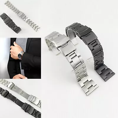 Flat Ends Link Bracelet Watch Band Stainless Steel Strap For Seiko Rolex Diver • £15.59