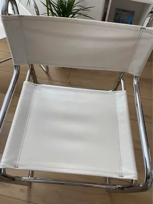 $250 • Buy COSCO MID CENTURY VINTAGE TUBULAR CHROME WHITE SLING DINING CHAIRS/set Of 2
