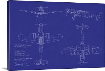 Messerschmitt ME109 Blueprint Canvas Wall Art Print Childrens Home Decor • $171.99