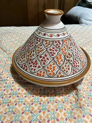 Handmade Hand-painted Classic Red Ceramic 10  Tagine Cooking Pot • $32