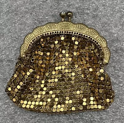 Antique 1910's French Art Nouveau Gold Coin Mesh Metal Coin Purse • $20