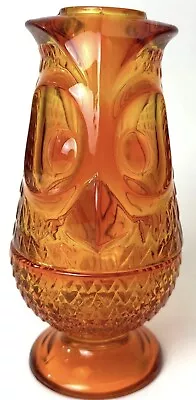 Rare! Viking Glass Orange Owl Fairy Lamp 7 1/4  Vtg Excellent Condition • $800