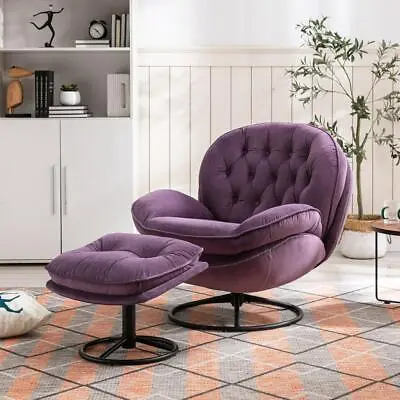 Slight Modern Medieval Accent Chair TV Chair With Ottoman PURPLE • $351.63
