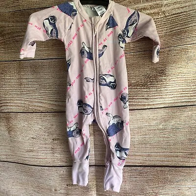 Bonds Wondersuit Romper ~ Size 0-3 Months Girls ~ Long Sleeve Zip Front • $12.94