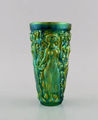 $750 • Buy Zsolnay Vase In Glazed Ceramics With Women Picking Grapes. Mid-20th C.