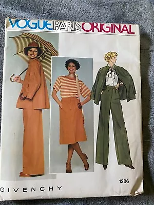 Vintage Vogue Paris Original Pattern #1286 By  Givenchy  Size 12 • $19.95