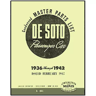 Factory Parts Manual For 1936-1942 DeSoto • $86.88