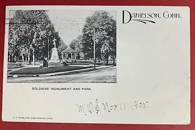 Soldiers' Monument And Park Danielson Connecticut 1905 Postcard Used • $12