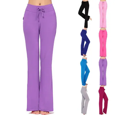 $20.29 • Buy Womens Long High Waist Flare Yoga Pants Casual Wide Leg Leggings Sport Trousers