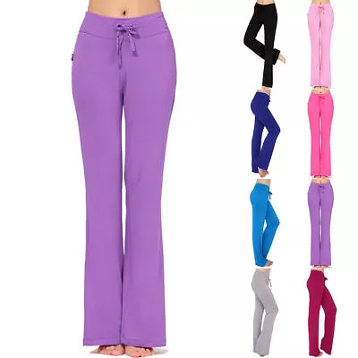 $20.29 • Buy Womens Long High Waist Flare Yoga Pants Casual Wide Leg Leggings Sport Trousers