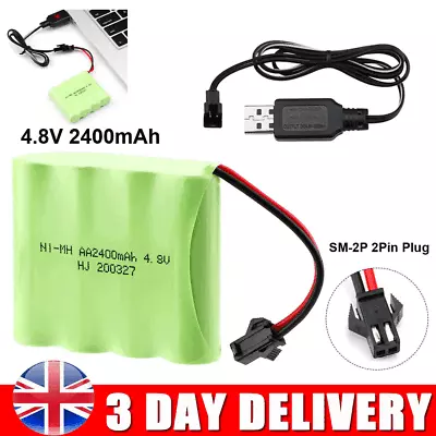 4.8V 2400mAh Ni-MH AA Battery Pack Rechargeable With SM-2P Plug For RC Truck Car • £9.89