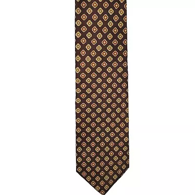 NEW  BROOKS BROTHERS MAKERS Men's Silk Neck Tie Brown Orange Geometric Classic • $24.93