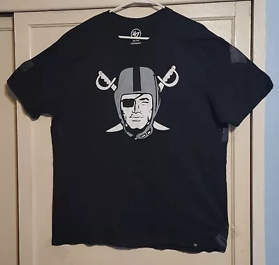 RAIDERS ‘47 Men’s Black T-Shirt NFL Size 3XL Pre-Owned LOOK • $15