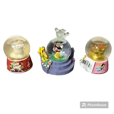 3x DAMAGED/Broken Disney Mini Snow Globes - Toy Story Princess Mickey Pluto • $19.80