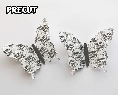 12 Skulls Halloween Gothic Edible Wafer Paper Butterfly Cupcake Cake Toppers • £3.55