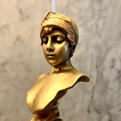 Emmanuel Villanis Beautiful Female Statue  JAVOTTE  Golden Bronze Statue • $718.98