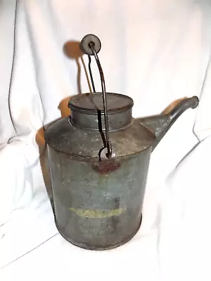 Vintage Wabash Railroad Oil Water Can Galvanized Steel 2 Gallon Hinged Top • $10