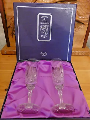 Edinburgh Crystal - Holyrood - Champagne Flutes - Boxed Pair - 20cm • £59