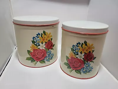 Two Vintage Kitchen Canisters W/Flowers • $18