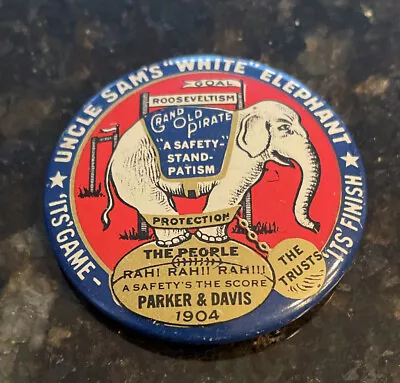Vintage Uncle Sam's White Elephant Political Pin Parker & Davis Kleenex 1968 • $4.99