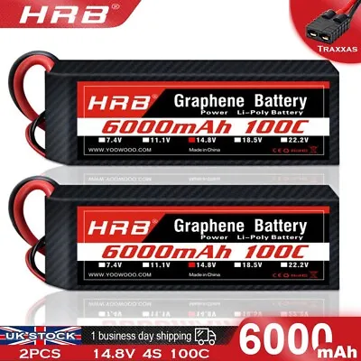 2pcs HRB 14.8V 4S 6000mAh LiPo Battery For Traxxas XRT X-Maxx Maxx V2 UDR Truck • £139.99